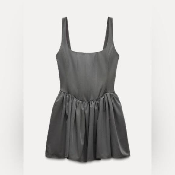 NWT Zara Gray corset Mini Dress medium - Picture 1 of 4